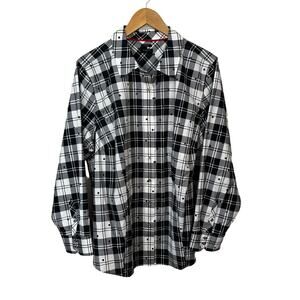 Talbots Plus‎ Button Up Shirt Womens Plus Size 2X Black White Career Work Office